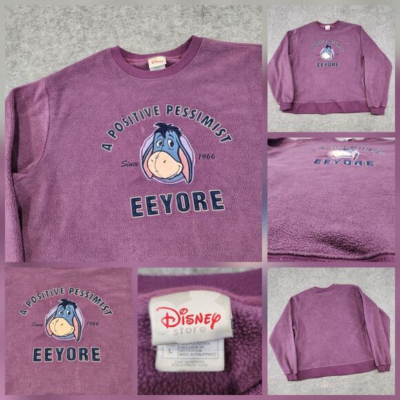 Disney Tops - VTG Y2K Disney Store Eeyore Womens L Large Winnie The Pooh Fleece Sweatshirt